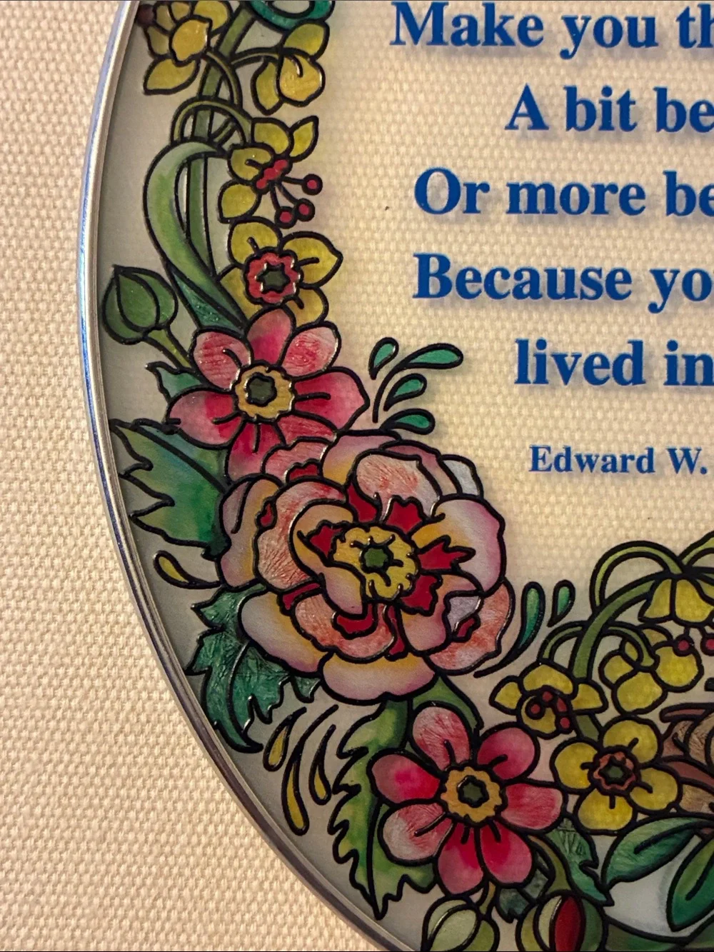 Floral Bluebird Inspirational Oval Wall Hanging - Blue
